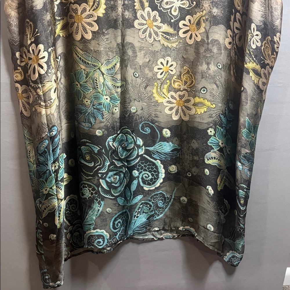 Silk Chiffon Oversized Boho Floral Kaftan Maxi Dress One Size - Picture 11 of 11